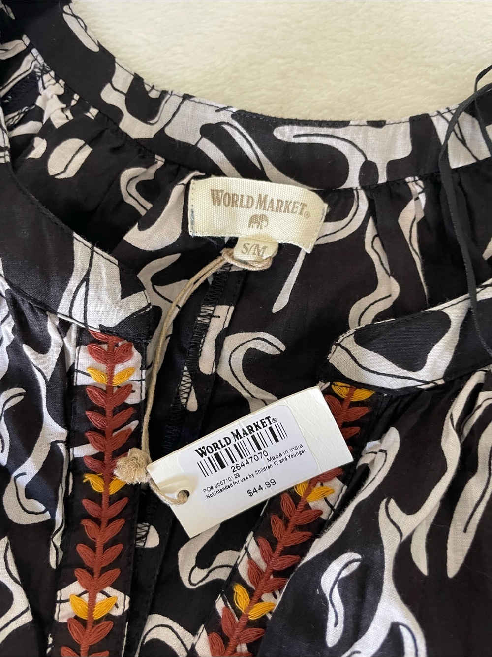 Cost Plus World Market Black and White Abstract Print Midi Dress - Picture 4 of 5
